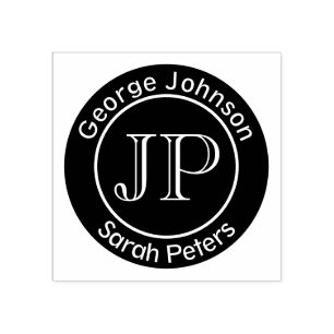 2つの姓モノグラムとカップル ラバースタンプ