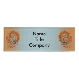 2つの威厳のあるターキー離れブルーオレンジ 名札