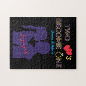 2つの婚約したハートが1つになる ジグソーパズル (横)