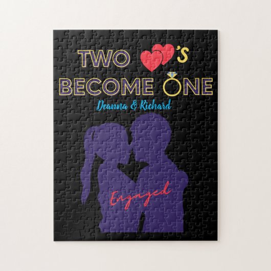 2つの婚約したハートが1つになる ジグソーパズル (縦)