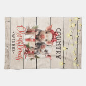 2つの子豚を持つ国のクリスマスの願い キッチンタオル (横)