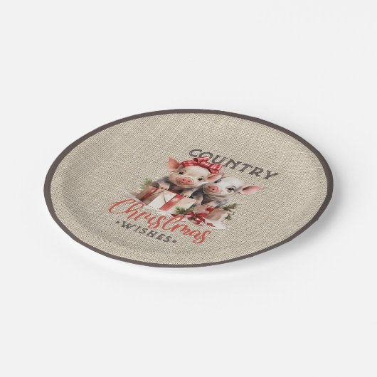 2つの子豚を持つ国のクリスマスの願い ペーパープレート (アングル)