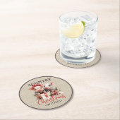 2つの子豚を持つ国のクリスマスの願い ラウンドペーパーコースター (インサイチュ)