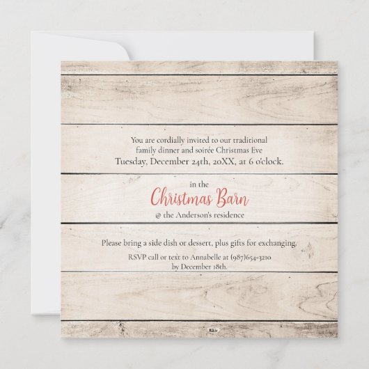 2つの子豚を持つ国のクリスマスの願い 招待状 (裏面)