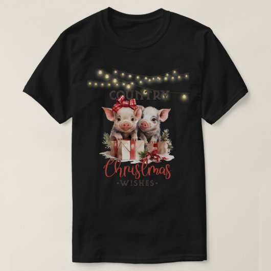 2つの子豚を持つ国のクリスマスの願い Tシャツ (デザイン正面)