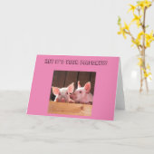 2つの子豚ハッピーバードデイカード カード (黄色い花)