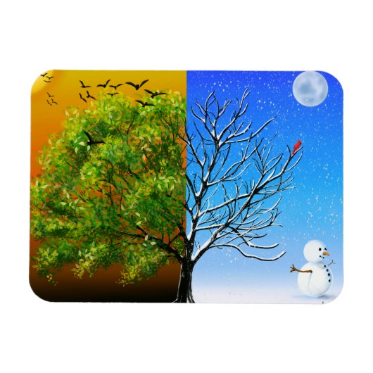 2つの季節、1つの木 マグネット (横)