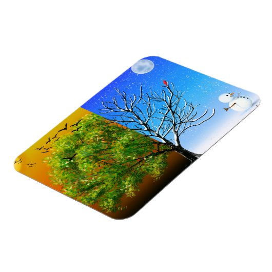 2つの季節、1つの木 マグネット (左側)