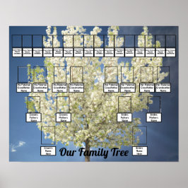 2つの家族の木が咲く木の写真 | Blue Sky ポスター