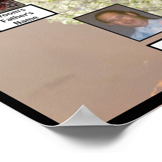 2つの家族の木の花のツリー写真 |ピンクサンセット ポスター (角)