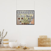 2つの家族の木の花のツリー写真 |ピンクサンセット ポスター (キッチン)