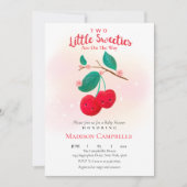 2つの小さなかわいこちゃんが途中のさくらんぼ 招待状 (正面)