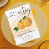 2つの小さなかわいこちゃんが途中の柑橘系招待状 招待状