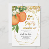 2つの小さなかわいこちゃんが途中の赤ちゃんシャワーの招待 招待状 (正面)