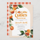 2つの小さなかわいこちゃんが途中トロピカルオレンジ 招待状 (正面/裏面)