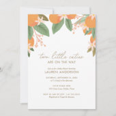 2つの小さなかわいこちゃんの方法柑橘系ベビーシャワー 招待状 (正面)