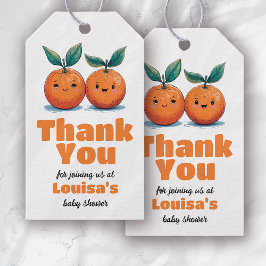 2つの小さなかわいこちゃんツインベイビーシャワーありがとう ギフトタグ