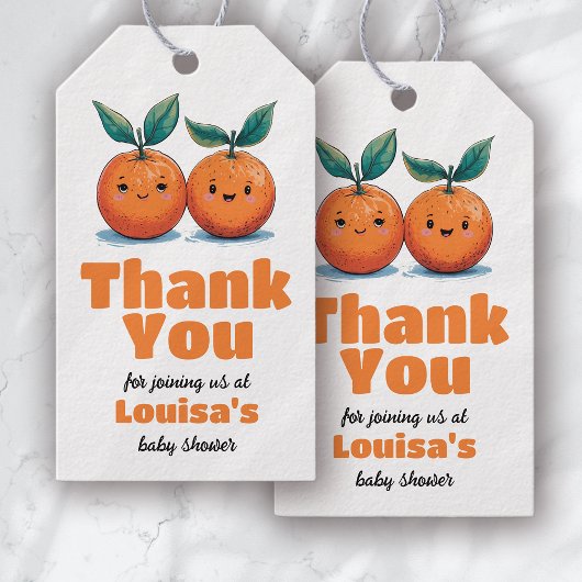 2つの小さなかわいこちゃんツインベイビーシャワーありがとう ギフトタグ