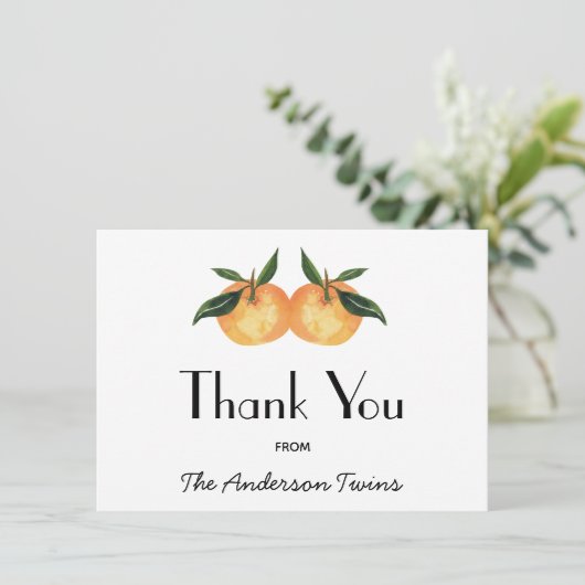 2つの小さなかわいこちゃんツインベイビーシャワーありがとう サンキューカード (スタンド正面)