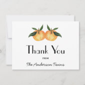 2つの小さなかわいこちゃんツインベイビーシャワーありがとう サンキューカード (正面)