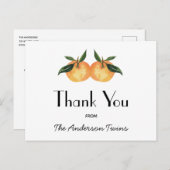 2つの小さなかわいこちゃんツインベイビーシャワーありがとう ポストカード (正面/裏面)