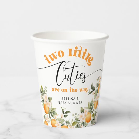 2つの小さなかわいこちゃん双子の赤ちゃんシャワー 紙コップ (裏面)
