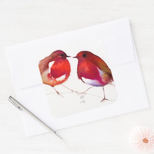 2つの小さなインクバード2014 スクエアシール (封筒)