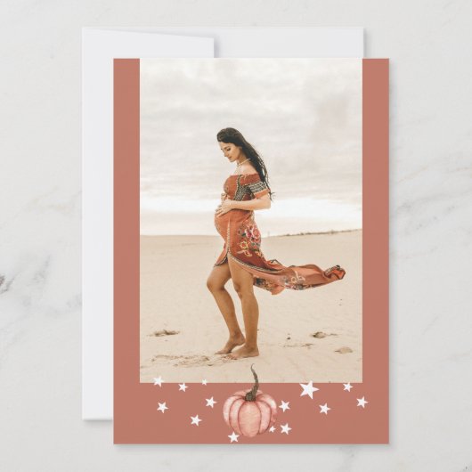 2つの小さなカボチャがTWIN Baby Showerの途中にある 招待状 (裏面)