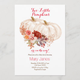2つの小さなカボチャのツインホワイト 招待状