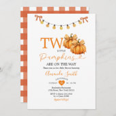 2つの小さなカボチャの文字列ライト赤ちゃんシャワー 招待状 (正面/裏面)