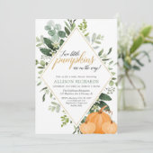 2つの小さなカボチャの秋双子ベビーシャワー 招待状 (スタンド正面)