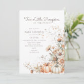 2つの小さなカボチャの赤ちゃんシャワー 招待状 (スタンド正面)