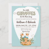 2つの小さなキリン水の色キリン赤ちゃんシャワー 招待状 (正面)