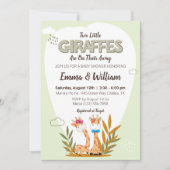 2つの小さなキリン水の色キリン赤ちゃんシャワー 招待状 (正面)