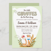 2つの小さなキリン水の色キリン赤ちゃんシャワー 招待状 (正面/裏面)