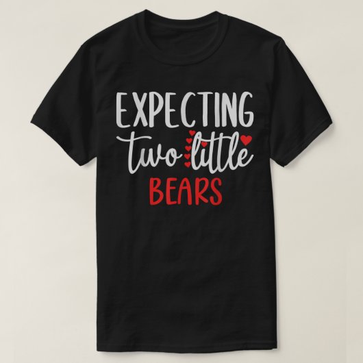 2つの小さなクマ妊娠おもしろい双子を期待 Tシャツ (デザイン正面)