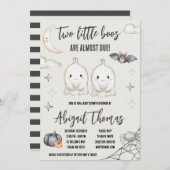 2つの小さなブーはもうすぐだ!ツインベビーシャワー 招待状 (正面/裏面)