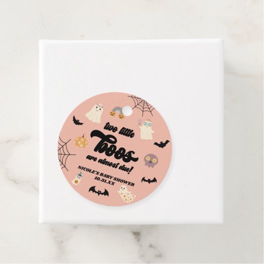 2つの小さなボウスツインハロウィンベビーシャワー フェイバータグ (インサイチュ)