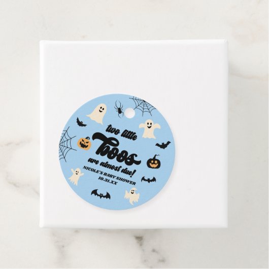 2つの小さなボウスツインハロウィンベビーシャワー フェイバータグ (インサイチュ)