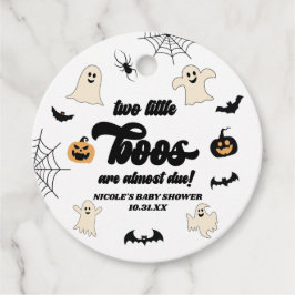 2つの小さなボウスツインハロウィンベビーシャワー フェイバータグ