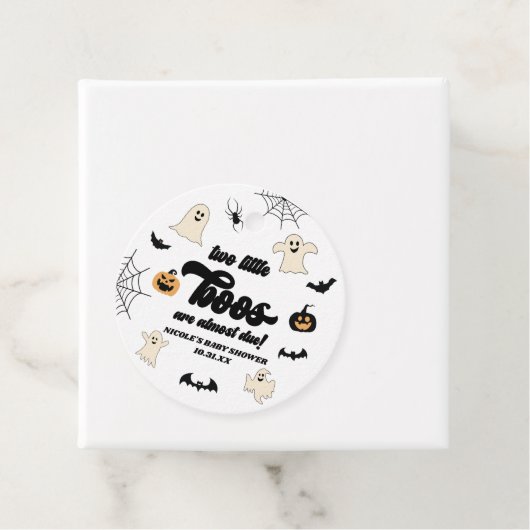2つの小さなボウスツインハロウィンベビーシャワー フェイバータグ (インサイチュ)
