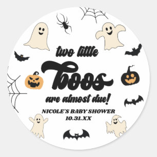 2つの小さなボウスツインハロウィンベビーシャワー ラウンドシール