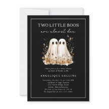 2つの小さなボウズキュート幽霊ワイルドフラワーベビーシャワー