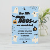 2つの小さなボオが近い！双子の赤ちゃんシャワー 招待状 (スタンド正面)