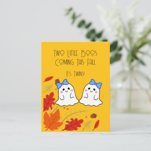 2つの小さなボスツイン妊娠の発表 ポストカード (スタンド正面)