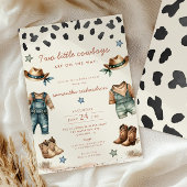 2つの小さな双子のカウボーイの途中の男の子のシャワー 招待状