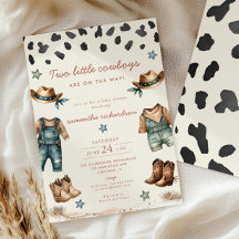 2つの小さな双子のカウボーイの途中の男の子のシャワー