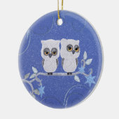 2つの小さな白いフクロセラミックオーナメント セラミックオーナメント (左)