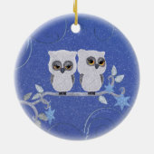 2つの小さな白いフクロセラミックオーナメント セラミックオーナメント (裏面)