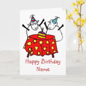 2つの小さな羊の誕生日パーティー カード (黄色い花)